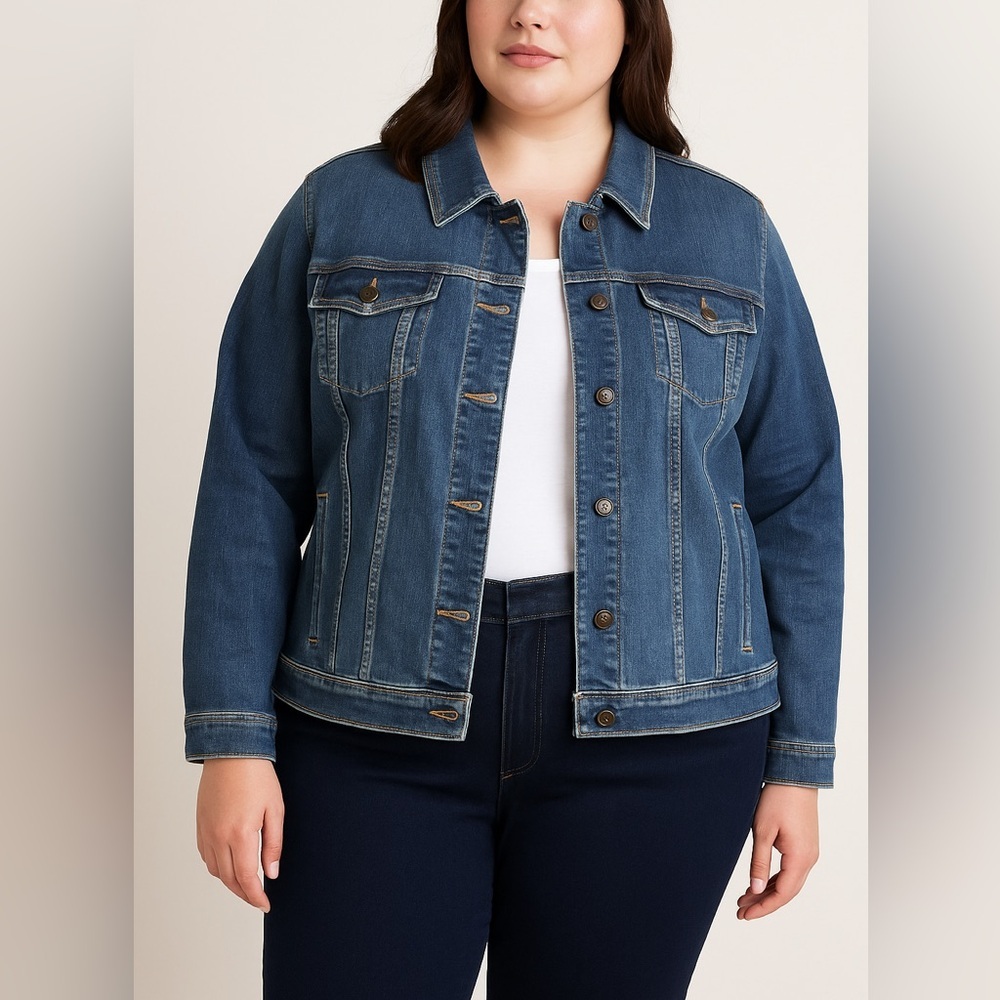 NEW Land's End Women's Plus Size Long Sleeve‎ Denim Jacket, size 3X
